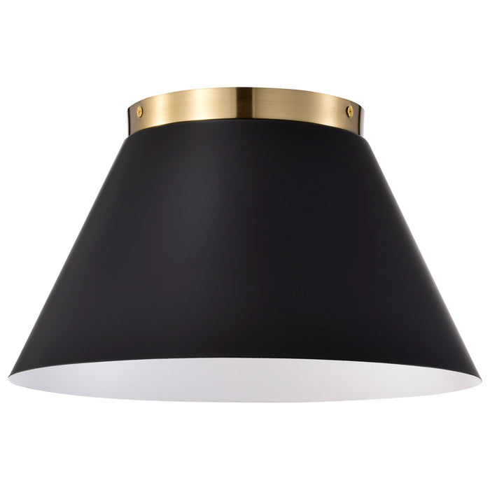 Dover Three Light Flush Mount in Black / Vintage Brass