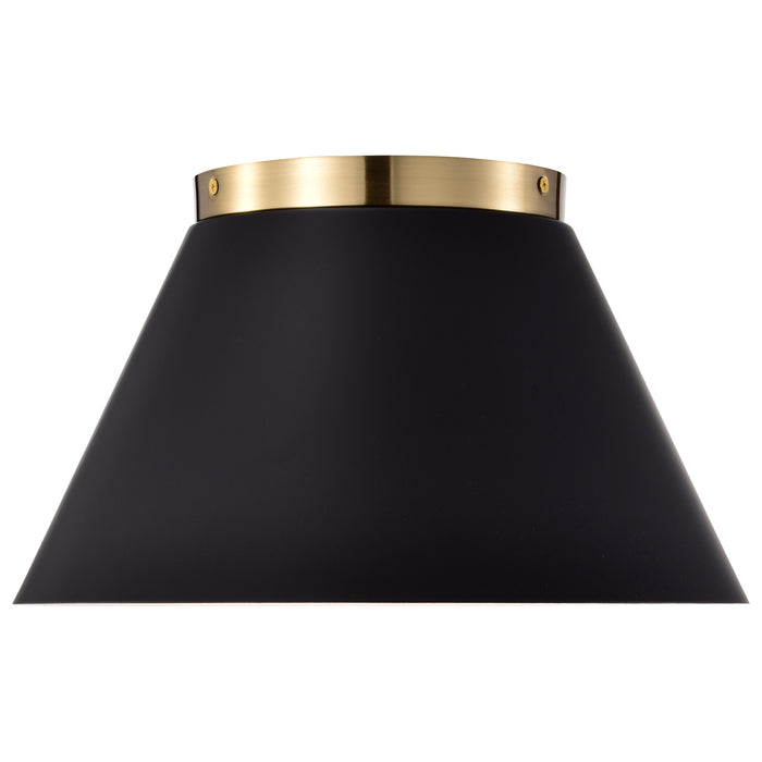 Dover Three Light Flush Mount in Black / Vintage Brass