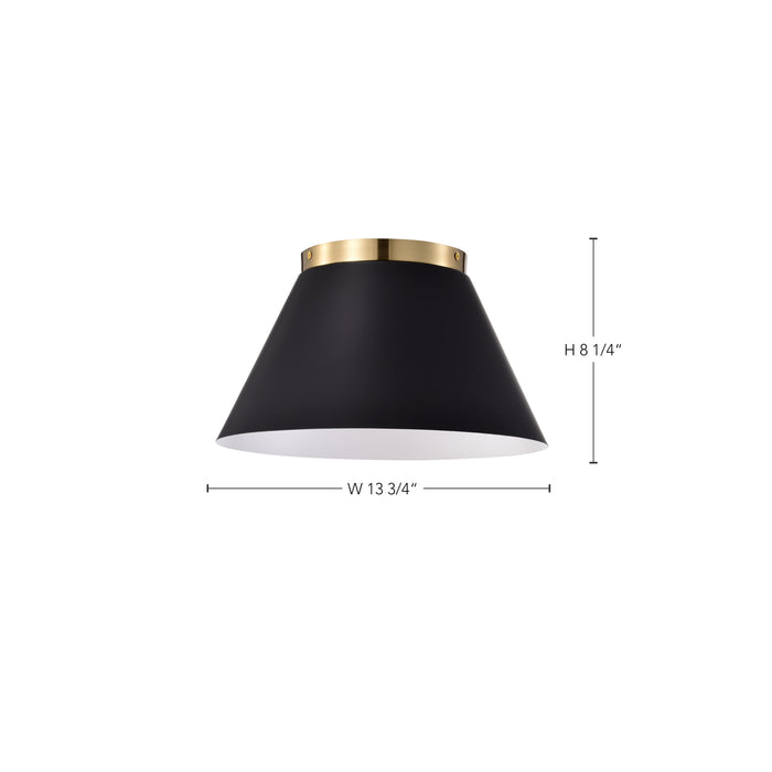 Dover Three Light Flush Mount in Black / Vintage Brass