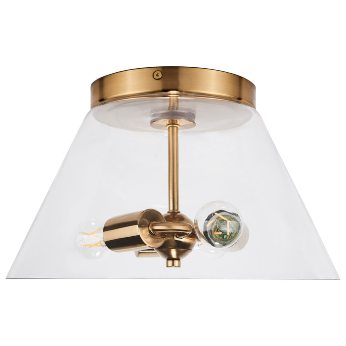 Dover Three Light Flush Mount in Vintage Brass