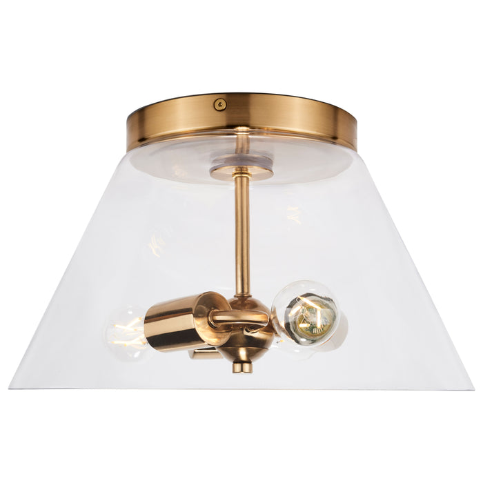 Dover Three Light Flush Mount in Vintage Brass