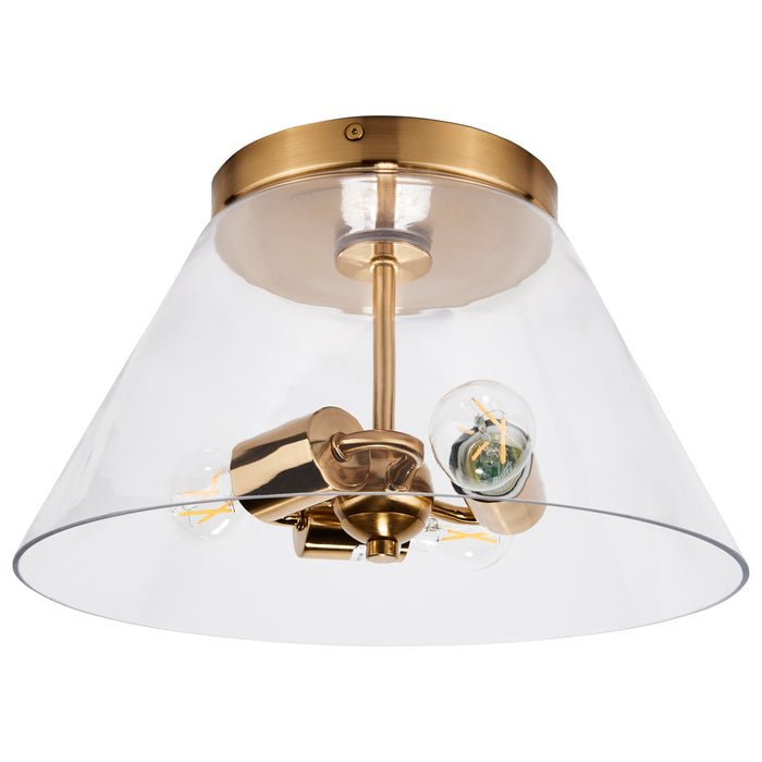 Dover Three Light Flush Mount in Vintage Brass