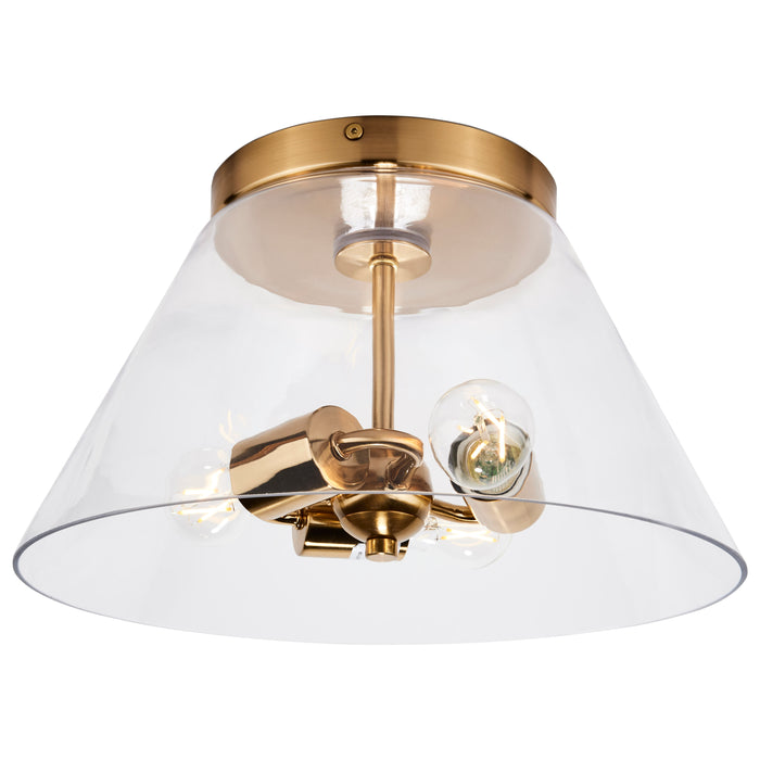 Dover Three Light Flush Mount in Vintage Brass