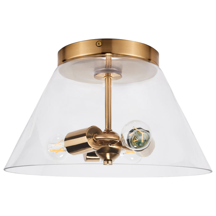 Dover Three Light Flush Mount in Vintage Brass