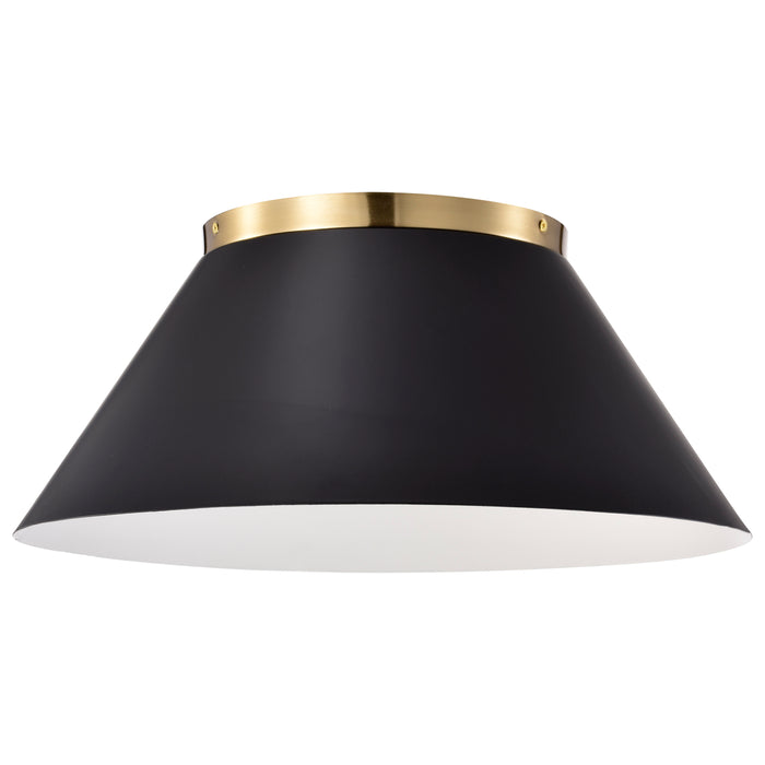 Dover Three Light Flush Mount in Black / Vintage Brass