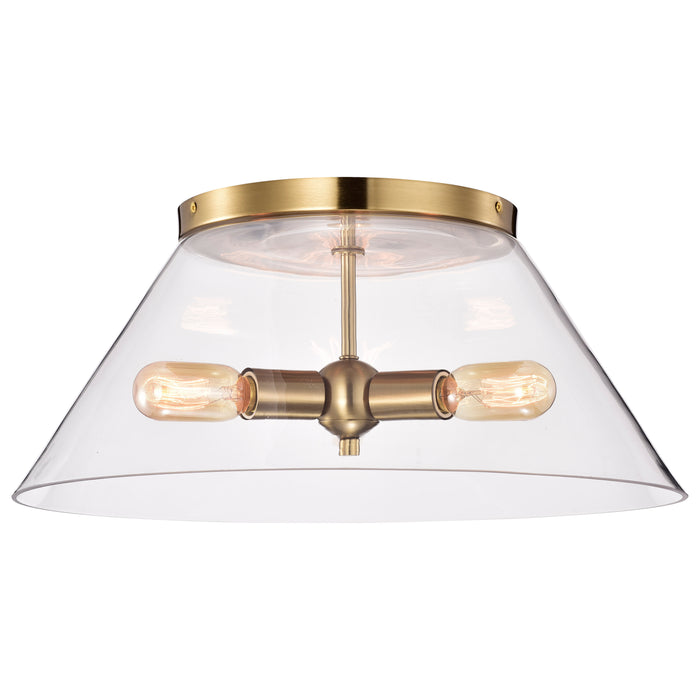 Dover Three Light Flush Mount in Vintage Brass