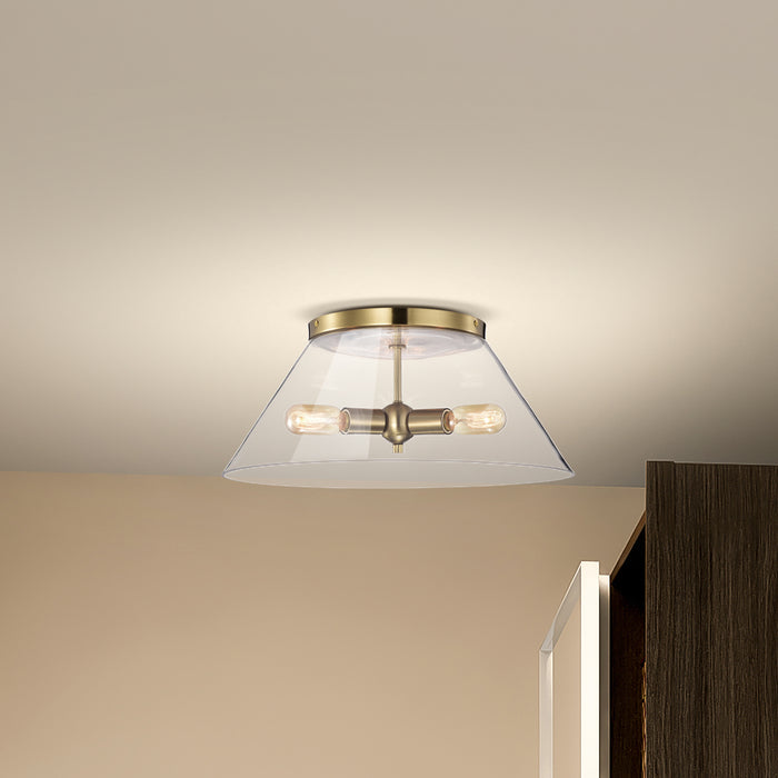 Dover Three Light Flush Mount in Vintage Brass