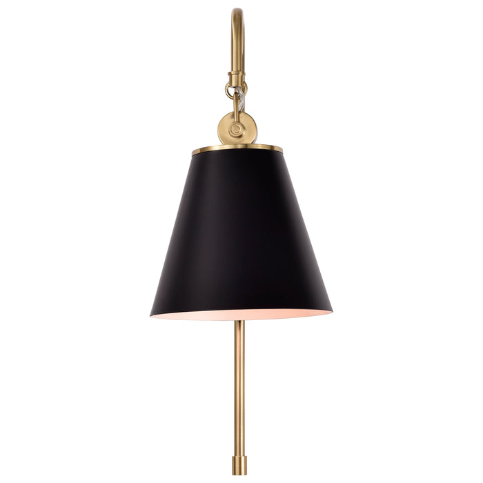 Dover One Light Wall Sconce in Black / Vintage Brass