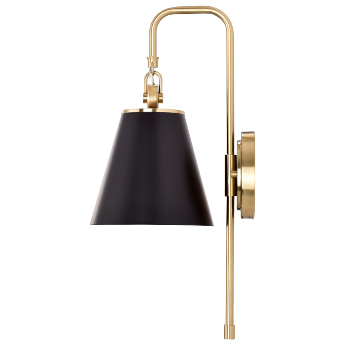 Dover One Light Wall Sconce in Black / Vintage Brass