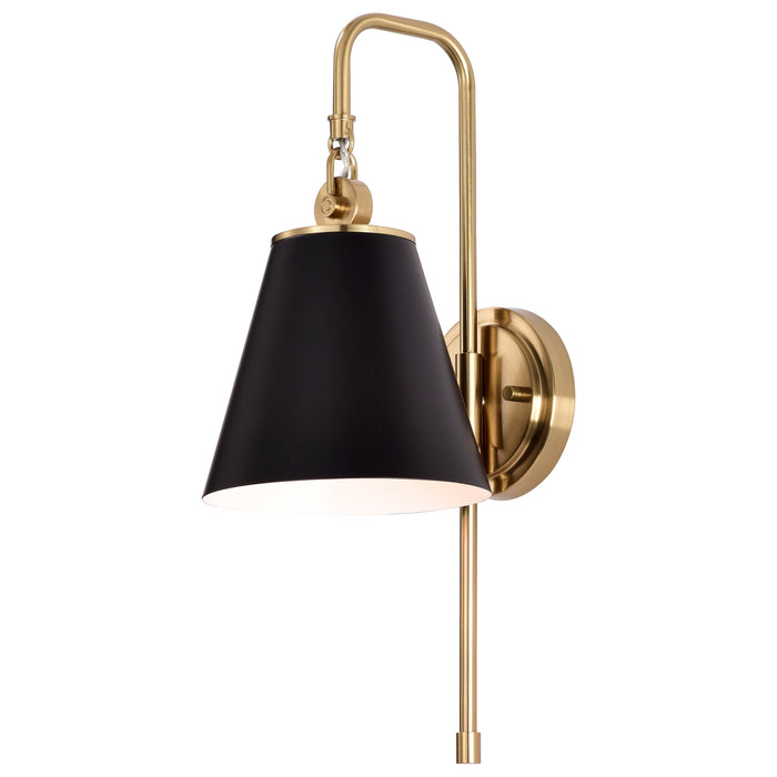 Dover One Light Wall Sconce in Black / Vintage Brass