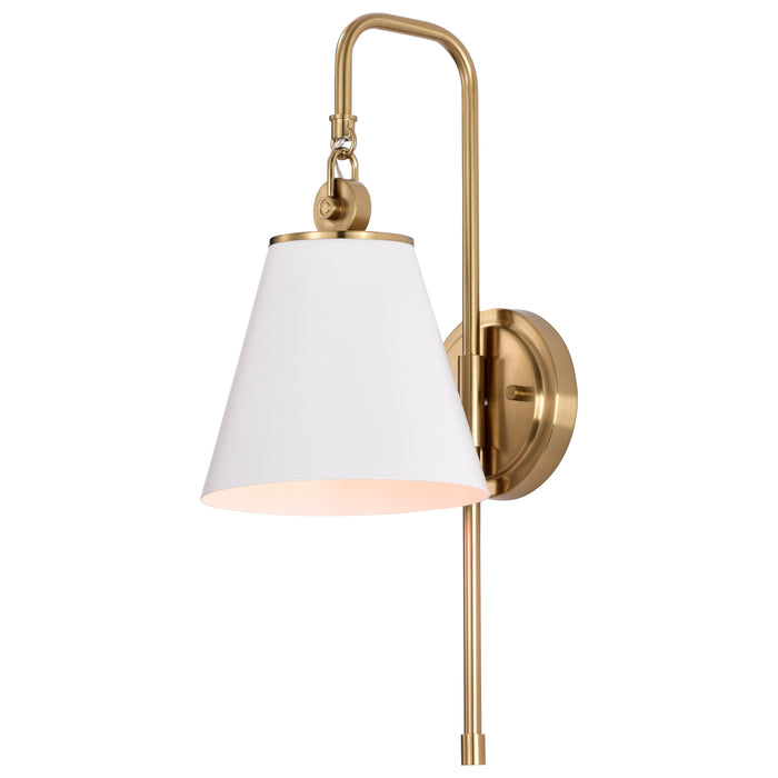 Dover One Light Wall Sconce in White / Vintage Brass