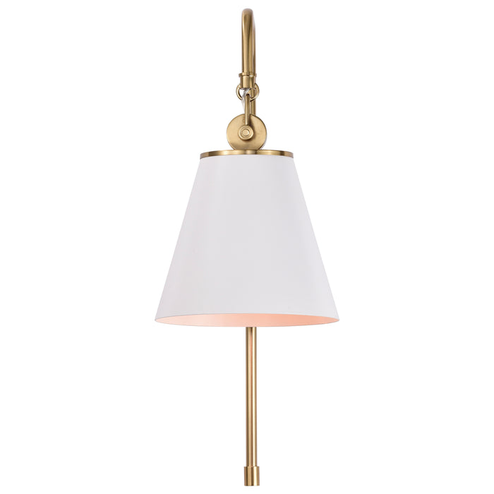 Dover One Light Wall Sconce in White / Vintage Brass