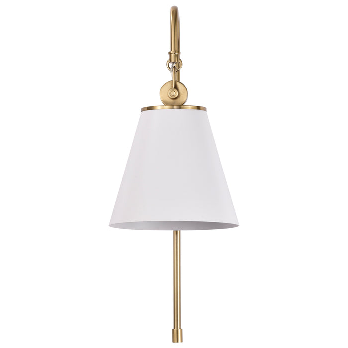 Dover One Light Wall Sconce in White / Vintage Brass
