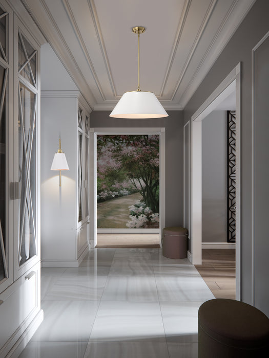 Dover One Light Wall Sconce in White / Vintage Brass