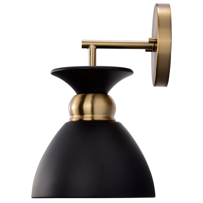 Perkins One Light Wall Sconce in Matte Black / Burnished Brass