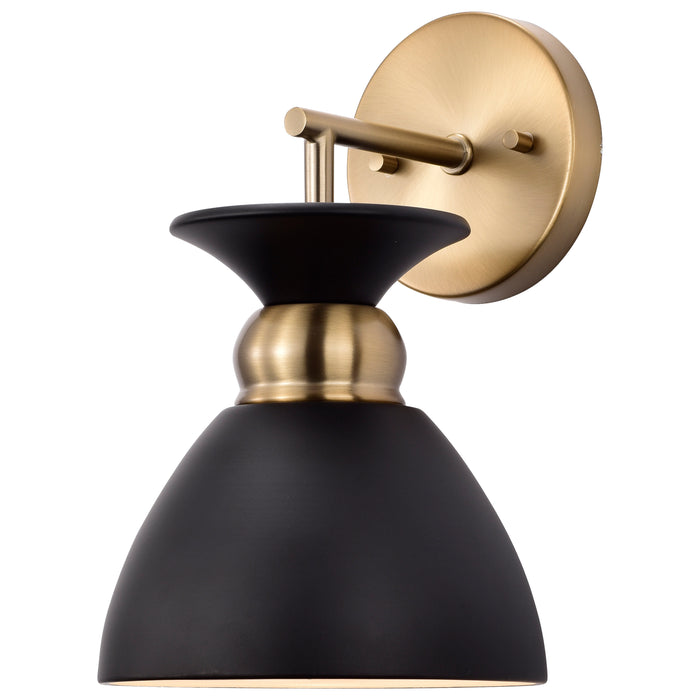 Perkins One Light Wall Sconce in Matte Black / Burnished Brass