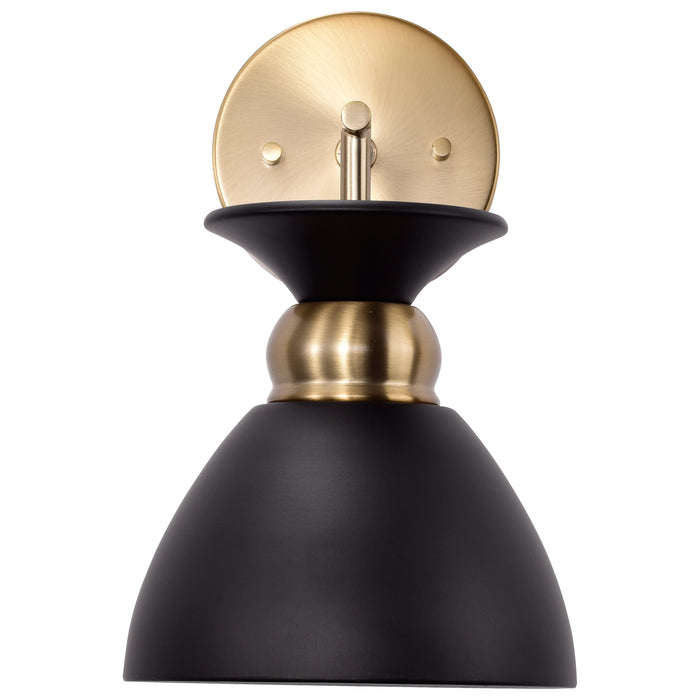 Perkins One Light Wall Sconce in Matte Black / Burnished Brass