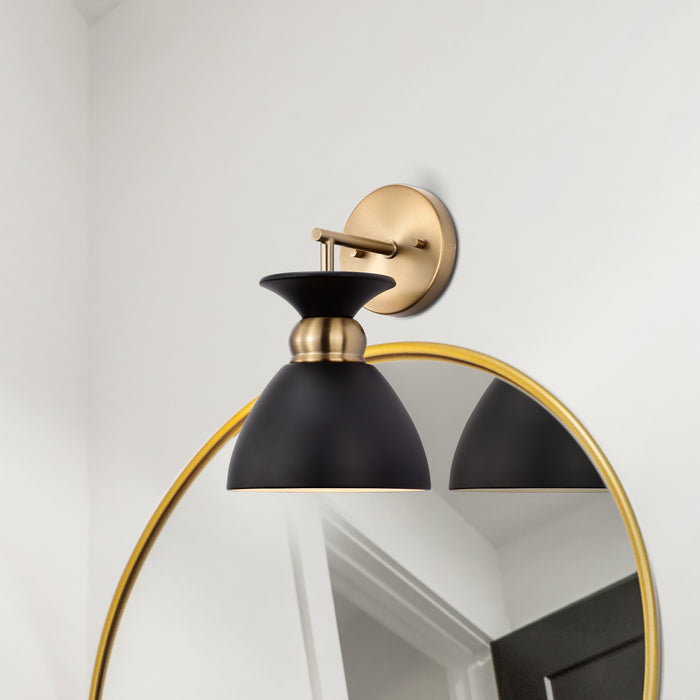 Perkins One Light Wall Sconce in Matte Black / Burnished Brass