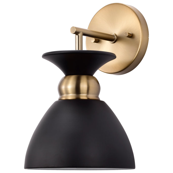 Perkins One Light Wall Sconce in Matte Black / Burnished Brass