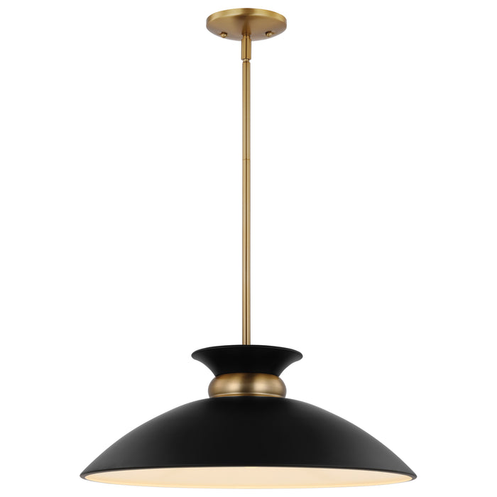 Perkins One Light Pendant in Matte Black / Burnished Brass