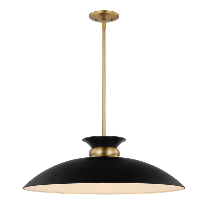 Perkins One Light Pendant in Matte Black / Burnished Brass