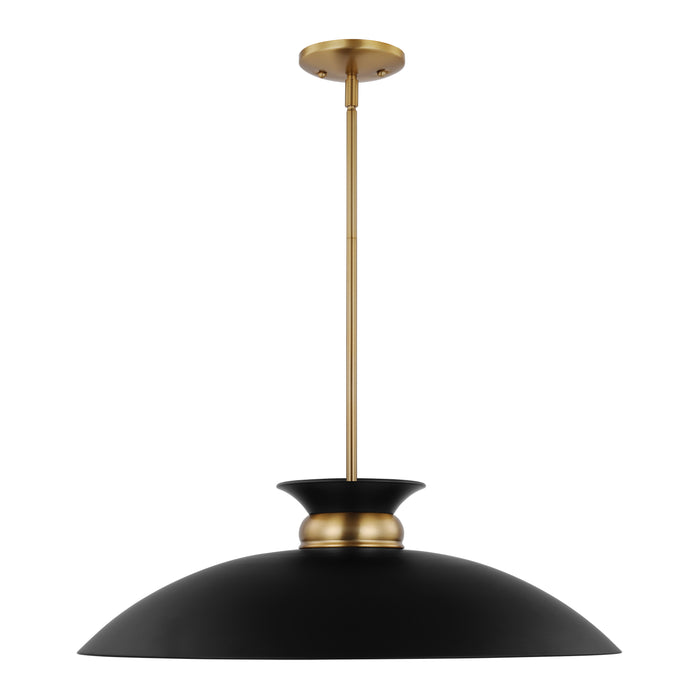 Perkins One Light Pendant in Matte Black / Burnished Brass