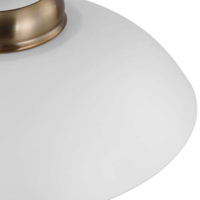 Perkins One Light Pendant in Matte White / Burnished Brass