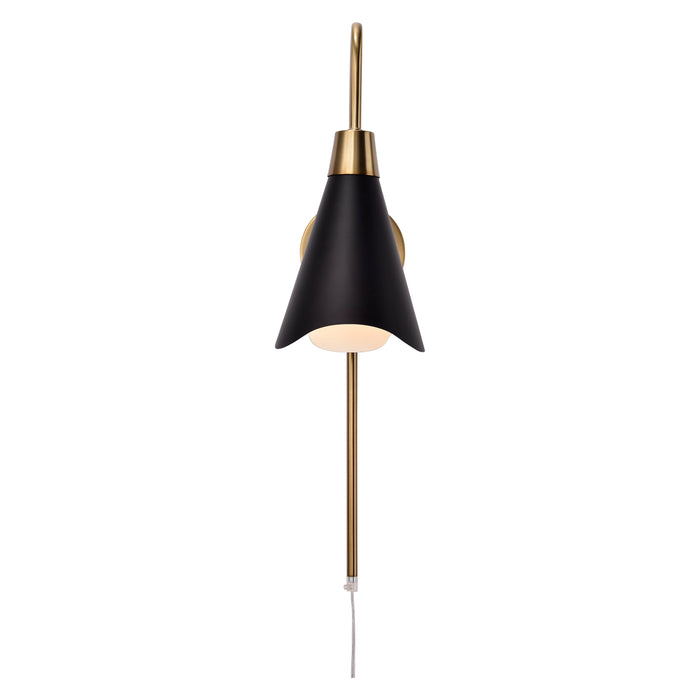 Tango One Light Wall Sconce in Matte Black / Burnished Brass