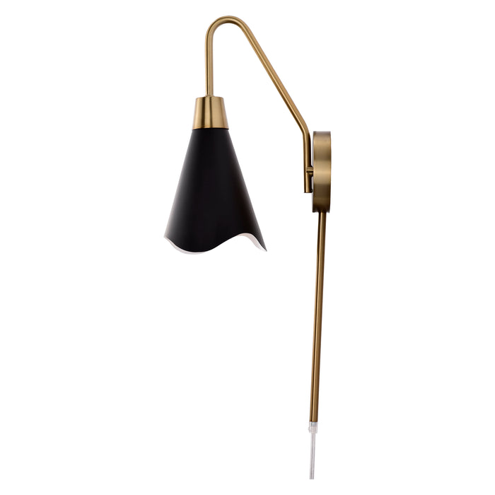 Tango One Light Wall Sconce in Matte Black / Burnished Brass