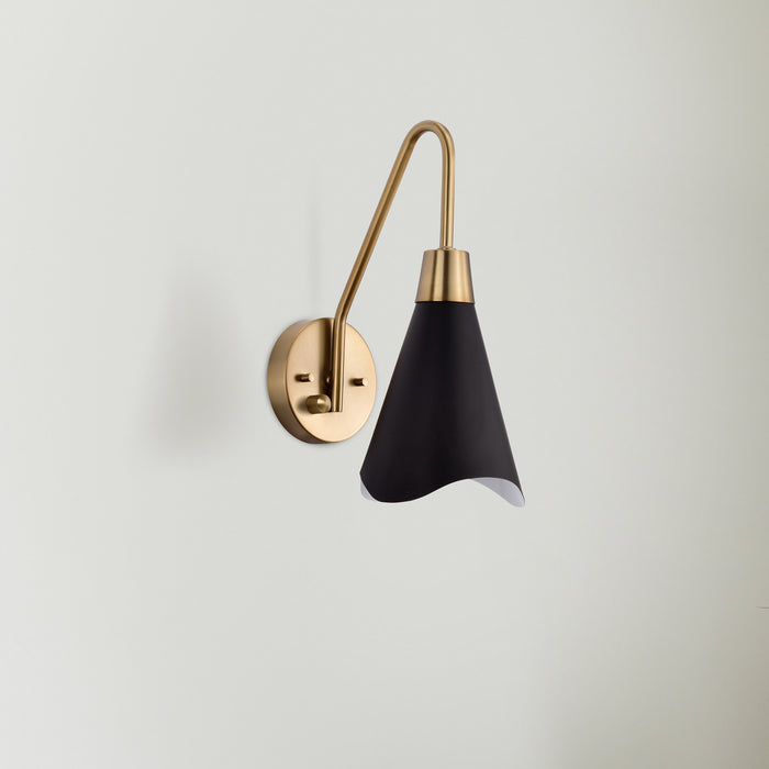 Tango One Light Wall Sconce in Matte Black / Burnished Brass