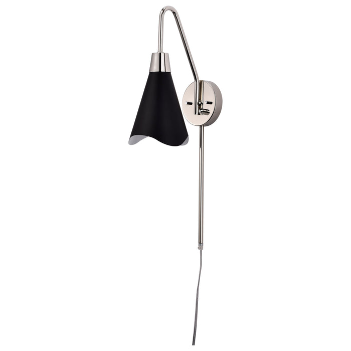 Tango One Light Wall Sconce in Matte Black / Polished Nickel