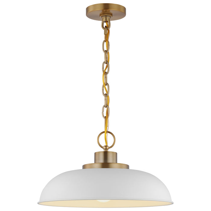 Colony One Light Pendant in Matte White / Burnished Brass