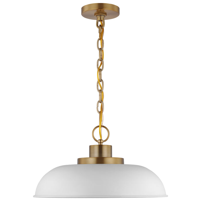 Colony One Light Pendant in Matte White / Burnished Brass