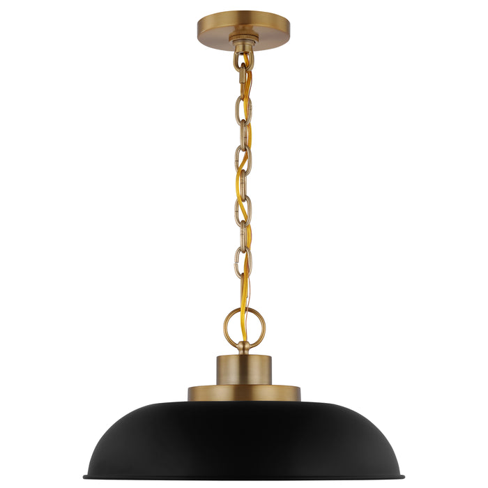 Colony One Light Pendant in Matte Black / Burnished Brass