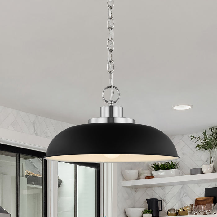 Colony One Light Pendant in Matte Black / Polished Nickel