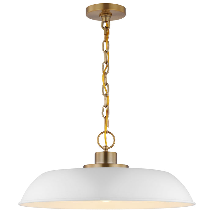 Colony One Light Pendant in Matte White / Burnished Brass