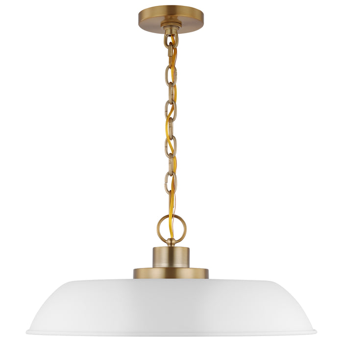 Colony One Light Pendant in Matte White / Burnished Brass