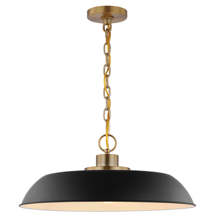 Colony One Light Pendant in Matte Black / Burnished Brass