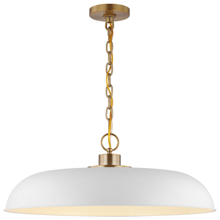 Colony One Light Pendant in Matte White / Burnished Brass