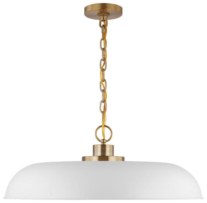 Colony One Light Pendant in Matte White / Burnished Brass