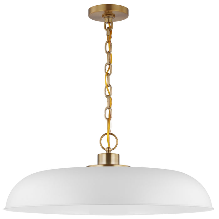 Colony One Light Pendant in Matte White / Burnished Brass