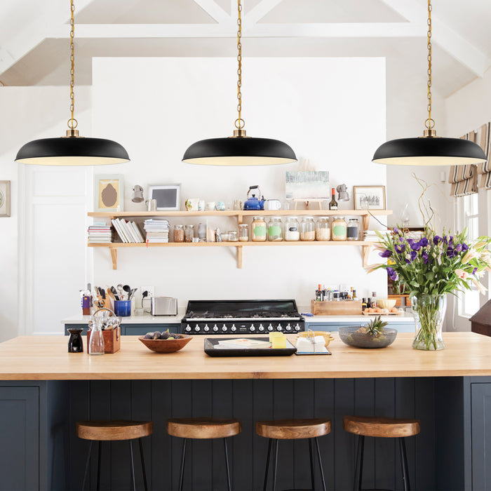 Colony One Light Pendant in Matte Black / Burnished Brass