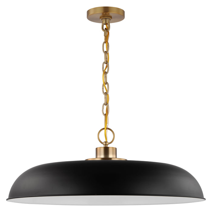 Colony One Light Pendant in Matte Black / Burnished Brass