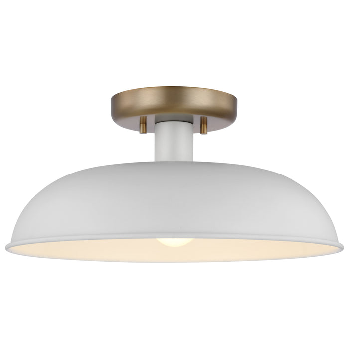 Colony One Light Flush Mount in Matte White / Burnished Brass