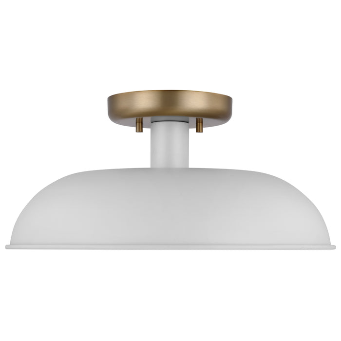 Colony One Light Flush Mount in Matte White / Burnished Brass