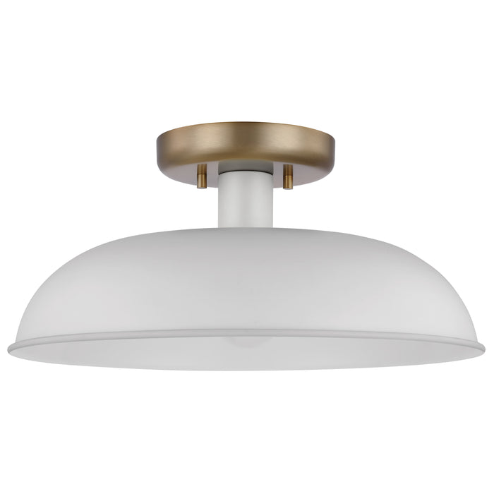 Colony One Light Flush Mount in Matte White / Burnished Brass