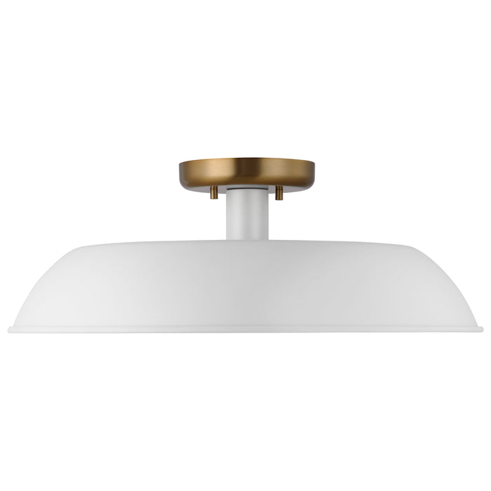 Colony One Light Flush Mount in Matte White / Burnished Brass