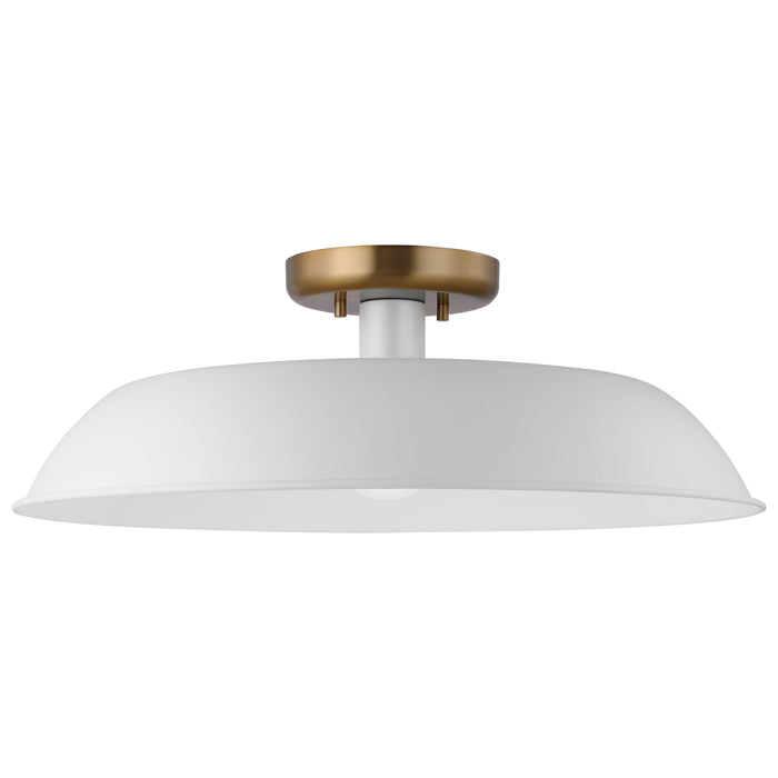 Colony One Light Flush Mount in Matte White / Burnished Brass