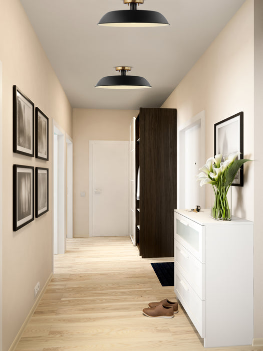 Colony One Light Flush Mount in Matte Black / Burnished Brass