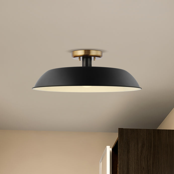 Colony One Light Flush Mount in Matte Black / Burnished Brass